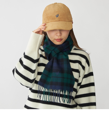 【WEB限定/SHIPS別注】John Scott: ワンポイント ロゴ ラムウール マフラー
