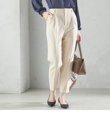 〈手洗い可能〉タック テーパード パンツ（セットアップ対応）