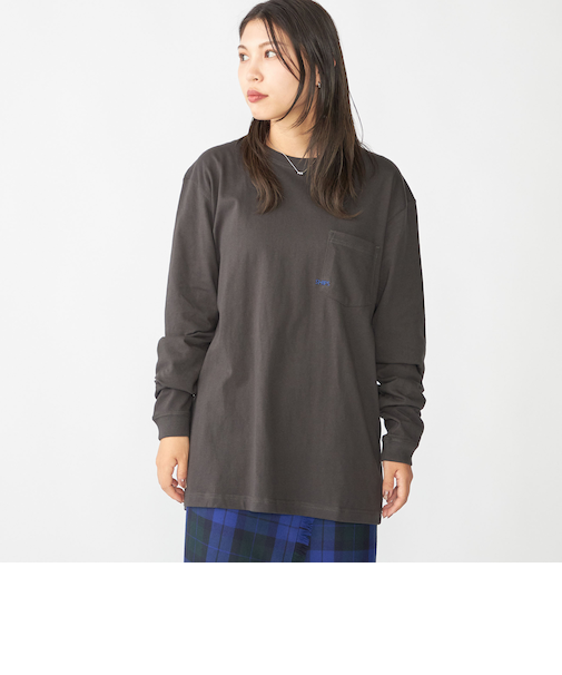 【WEB限定】SHIPS: マイクロ SHIPSロゴ ポケット ロングスリーブ Tシャツ (ロンT)