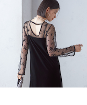 kaene:フロッキー レース ポリエステルベロア 2WAY ドレス（セレモニー対応可）