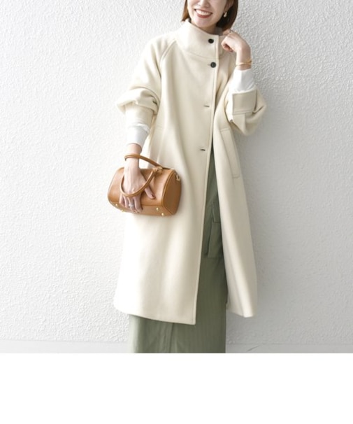 SHIPS any: ノンミュールジングウール スタンドネック ロング コート