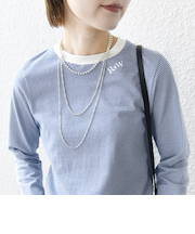 《一部追加予約》【WEB限定】〈洗濯機可能〉刺繍 デザイン ボーダー リンガー TEE