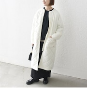 SHIPS any: 〈撥水加工〉中綿 クルーネック キルティング ロング コート