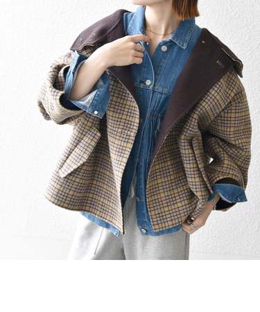 【WEB限定】SHIPS any: リバー スタンドカラー ポンチョ ショート コート 24FW