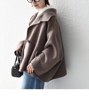 【WEB限定】SHIPS any: リバー スタンドカラー ポンチョ ショート コート