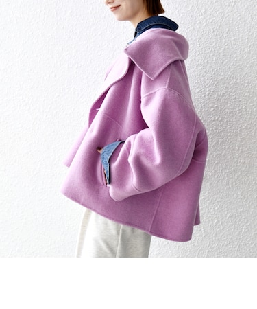 【WEB限定】リバー スタンドカラー ポンチョ ショート コート