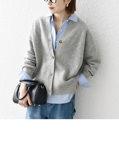 SHIPS any:〈手洗い可能〉AQUA カシミヤ ミックス スキッパー