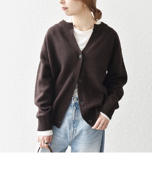 SHIPS any:〈手洗い可能〉AQUA カシミヤ ミックス スキッパー カーディガン