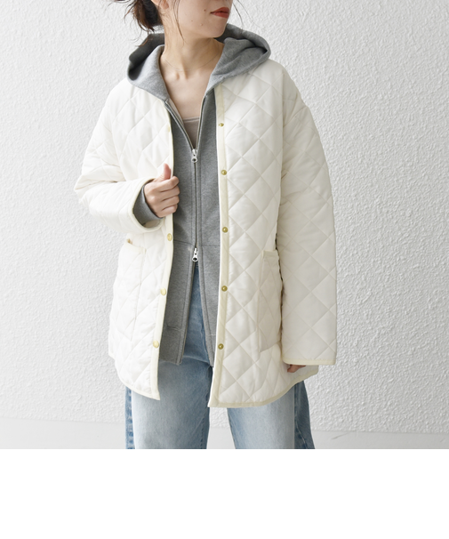Traditional Weatherwear: ARKLEY キルティング ミドル ノーカラー コート