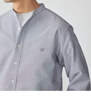 【WEB限定】SHIPS: 防シワ・吸水速乾 Drymix(R) ワンポイントロゴバンドカラーシャツ