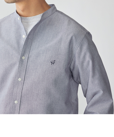 【WEB限定】SHIPS: 防シワ・吸水速乾 Drymix(R) ワンポイントロゴバンドカラーシャツ