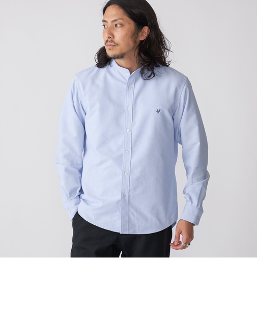 【WEB限定】SHIPS: 防シワ・吸水速乾 Drymix(R) ワンポイントロゴバンドカラーシャツ