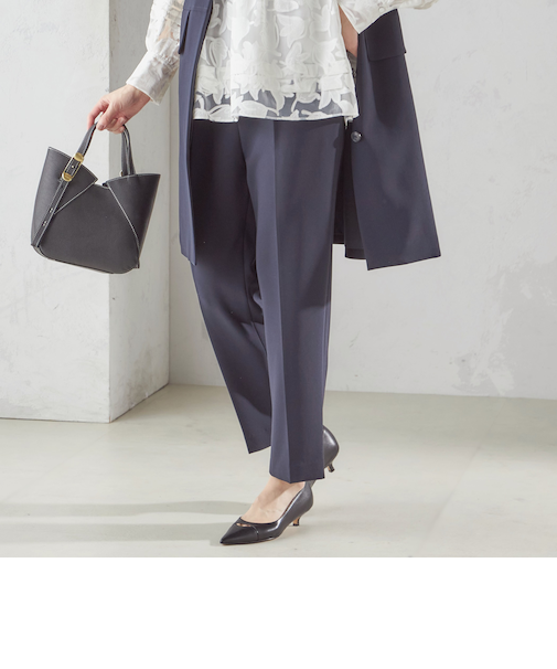 〈手洗い可能〉トリアセテート混 テーパード パンツ（セットアップ対応）