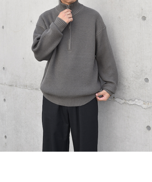 SHIPS any:〈手洗い可能〉ハーフジップ 畦編み ドライバーズ ニット 24FW◇