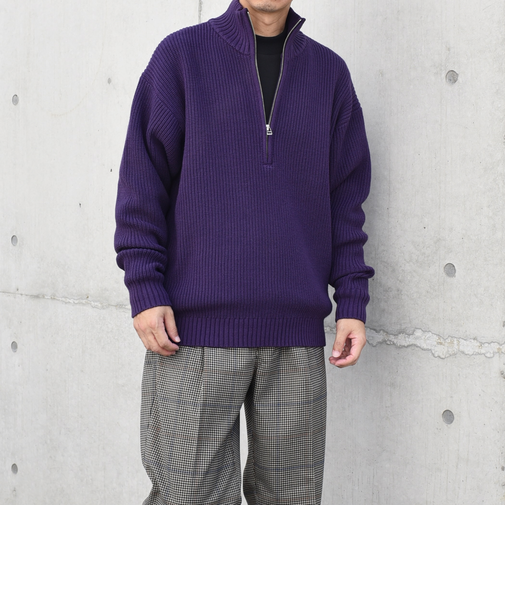 SHIPS any:〈手洗い可能〉ハーフジップ 畦編み ドライバーズ ニット 24FW◇