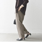 SHIPS any:〈洗濯機可能〉ウールライク カーブ タック パンツ