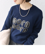 【WEB限定】〈手洗い可能〉スパンコール ロゴ ニット