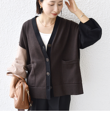 【WEB限定】〈手洗い可能〉配色 ポケット カーディガン