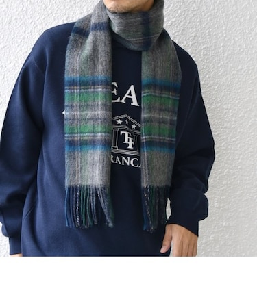 SHIPS any: ウール リバーシブル チェック マフラー 24FW◇