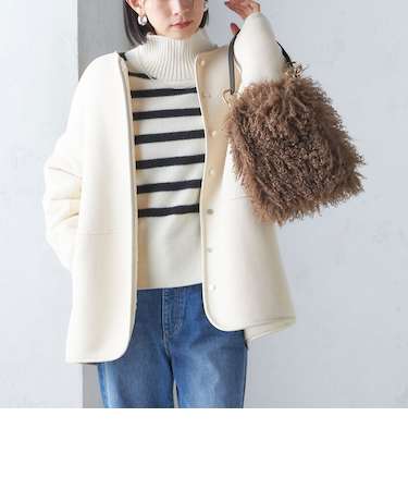 〈手洗い可能〉リバーシブル ボア × フリース ブルゾン