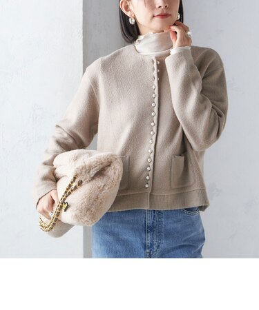 〈手洗い可能〉パール モチーフ ボタン ジャッカル カーディガン