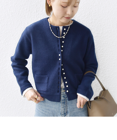〈手洗い可能〉パール モチーフ ボタン ジャッカル カーディガン