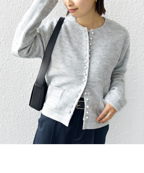 〈手洗い可能〉パール モチーフ ボタン ジャッカル カーディガン