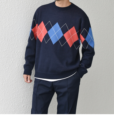 SHIPS any: 〈手洗い可能〉コットン カシミヤ パターン スウェットライク ニット◇