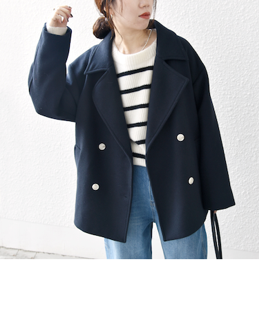 SHIPS any: ウール ミックス コクーン ショート Pコート