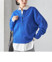 〈手洗い可能〉7G ウール カシミヤ ヘンリーネック 2WAY プルオーバー