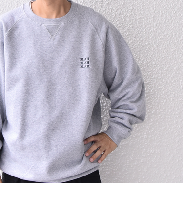 【WEB限定】SHIPS any: BLAH BLAH BLAH. ワンポイント 刺繍 ラグラン ルーズ スウェット◇