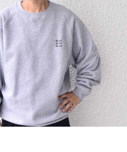 【WEB限定】SHIPS any: BLAH BLAH BLAH. ワンポイント 刺繍 ラグラン ルーズ スウェット◇