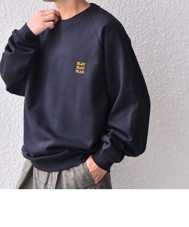 【WEB限定】SHIPS any: BLAH BLAH BLAH. ワンポイント 刺繍 ラグラン ルーズ スウェット◆