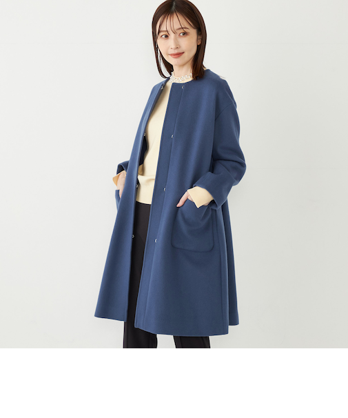 SHIPS Colors: ウール バックプリーツ ノーカラーコート
