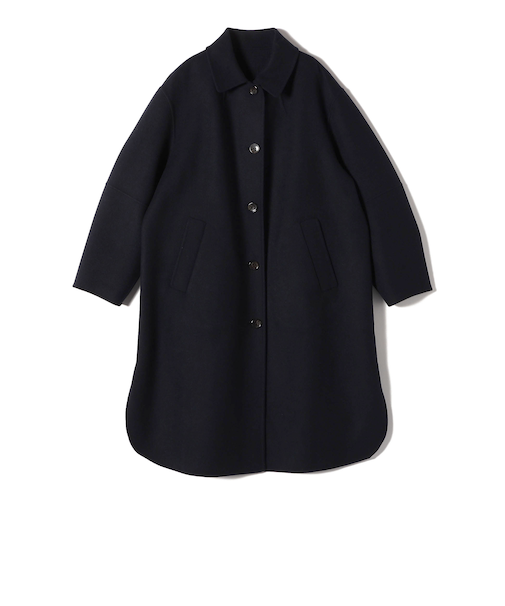 SHIPS Primary Navy Label:メルトン リバー ステンカラー コート