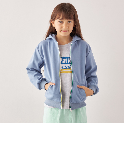 SHIPS any:〈洗濯機可能〉ワンポイント 刺繍 ポンチ ジップ パーカー <KIDS>◇