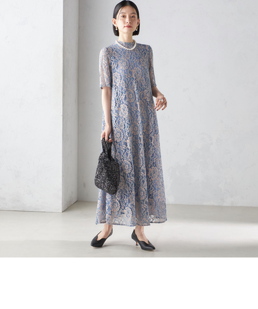 〈結婚式・パーティ〉kaene:パイピング レース Aライン ワンピース