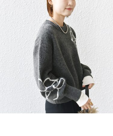 【WEB限定】〈手洗い可能〉ジャカード フラワー ニット プルオーバー