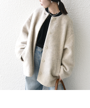 SHIPS any: シャギー ノーカラー コクーン コート