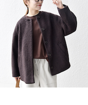 SHIPS any: シャギー ノーカラー コクーン コート