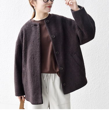 SHIPS any: シャギー ノーカラー コクーン コート