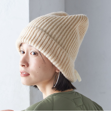 2WAY リボン ニット キャップ