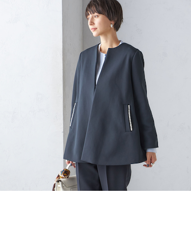 〈結婚式・パーティ〉【SHIPS別注】kaene:パール モチーフ ショート コート