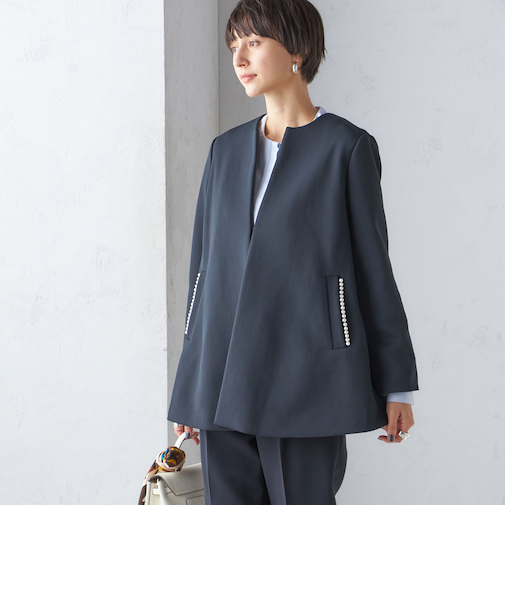 〈結婚式・パーティ〉【SHIPS別注】kaene:パール モチーフ ショート コート