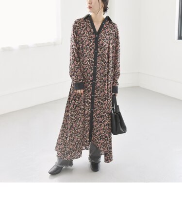 quaranciel:〈洗濯機可能〉TROUILLET フラワー プリント シャツ ワンピース