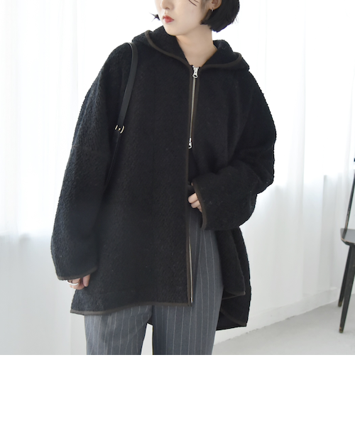 quaranciel: ループヤーン ダブルジップ フーデッド ケープ