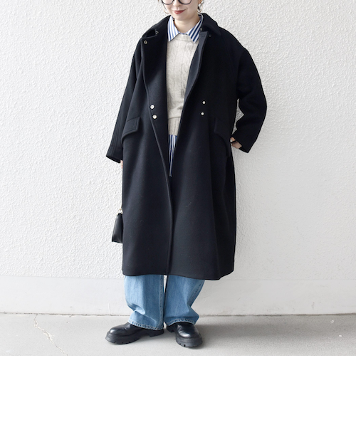 SHIPS any: ノンミュールジングウール ステンカラー ミディ コート