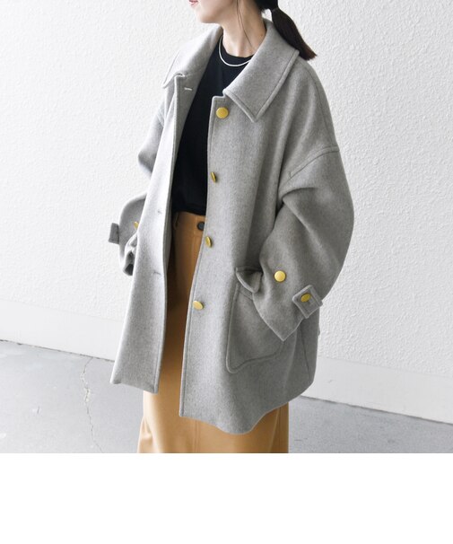 SHIPS any: ノンミュールジングウール ステンカラー ミディ コート 