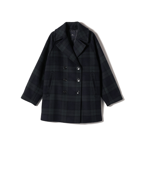 SHIPS Primary Navy Label:ブラックウォッチ Pコート
