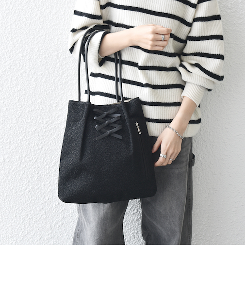 《追加予約》【WEB限定】SHIPS any: ラメ フロント リボン トートバッグ